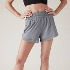 Athleta High Rise Mesh Racer Short 3” Gray Athletic Shorts Size XL